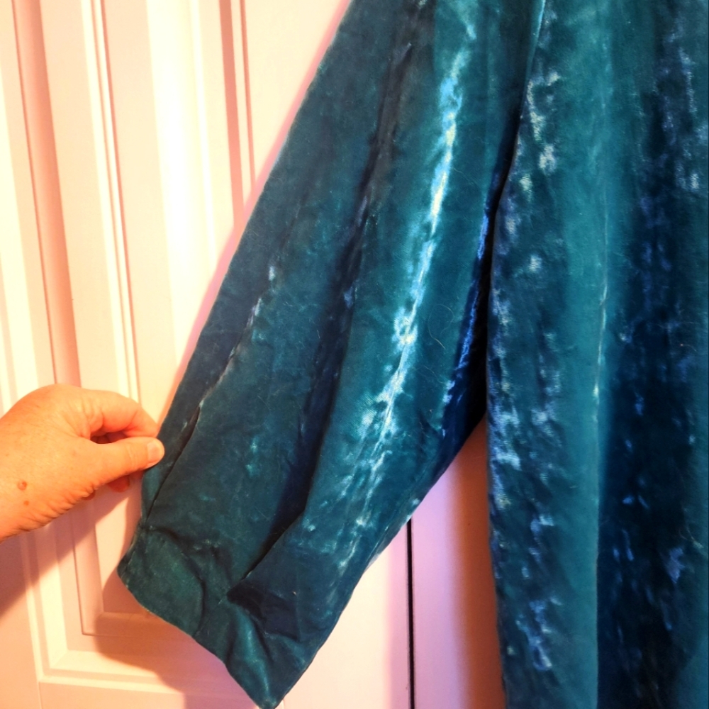 J.JILL VELOUR TOP WITH 3/4 SLEEVES -TEAL COLOR - Picture 5 of 7